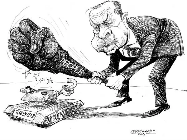 karikatur für tribüne-fest in hand
